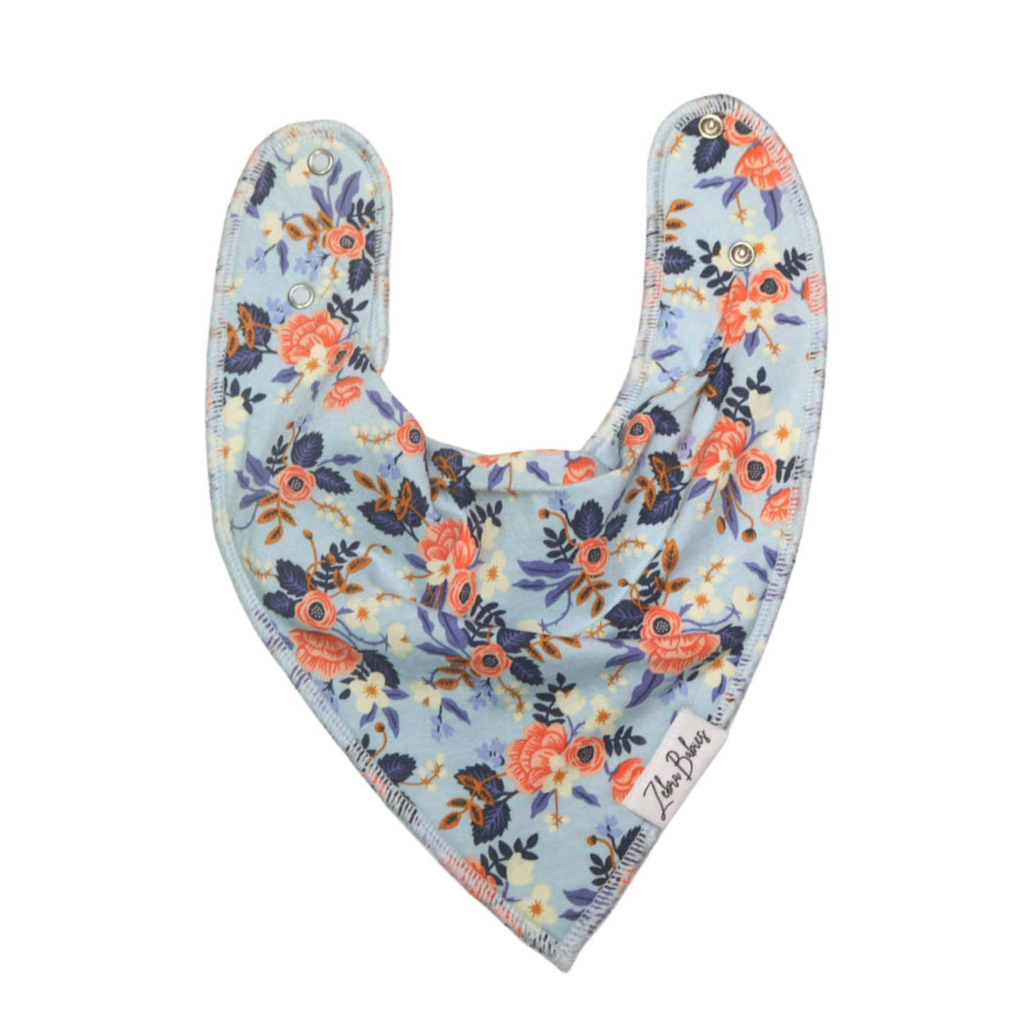 Dribble bib baby bibs boy girl blue white peachy floral design baby bib