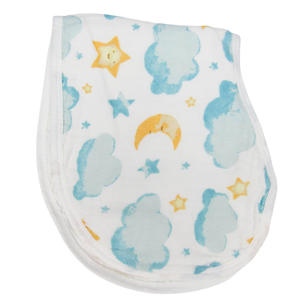 Burp Cloth, Bib Organic Bamboo Cotton - baby boy cloud and moon soft baby burp cloth