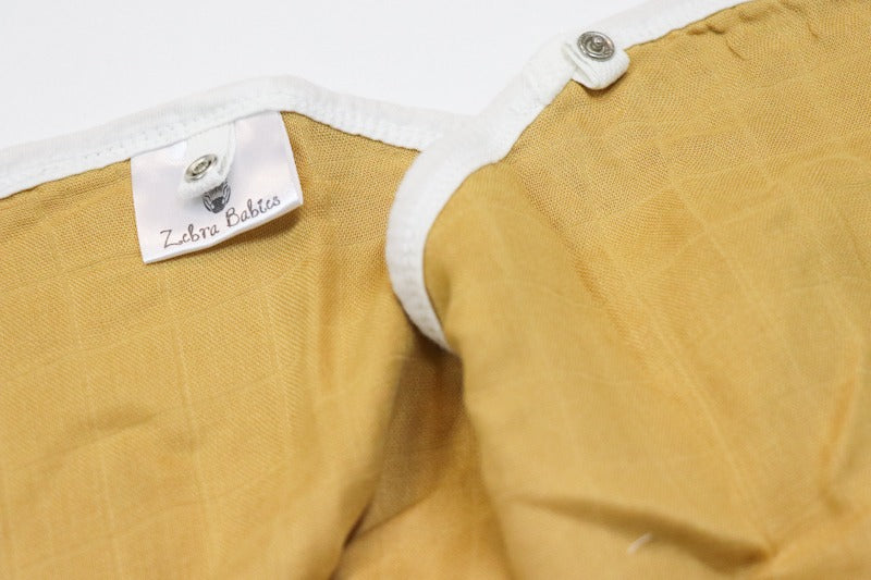 Burp Cloth Bib Organic Bamboo Cotton Tan Mustard