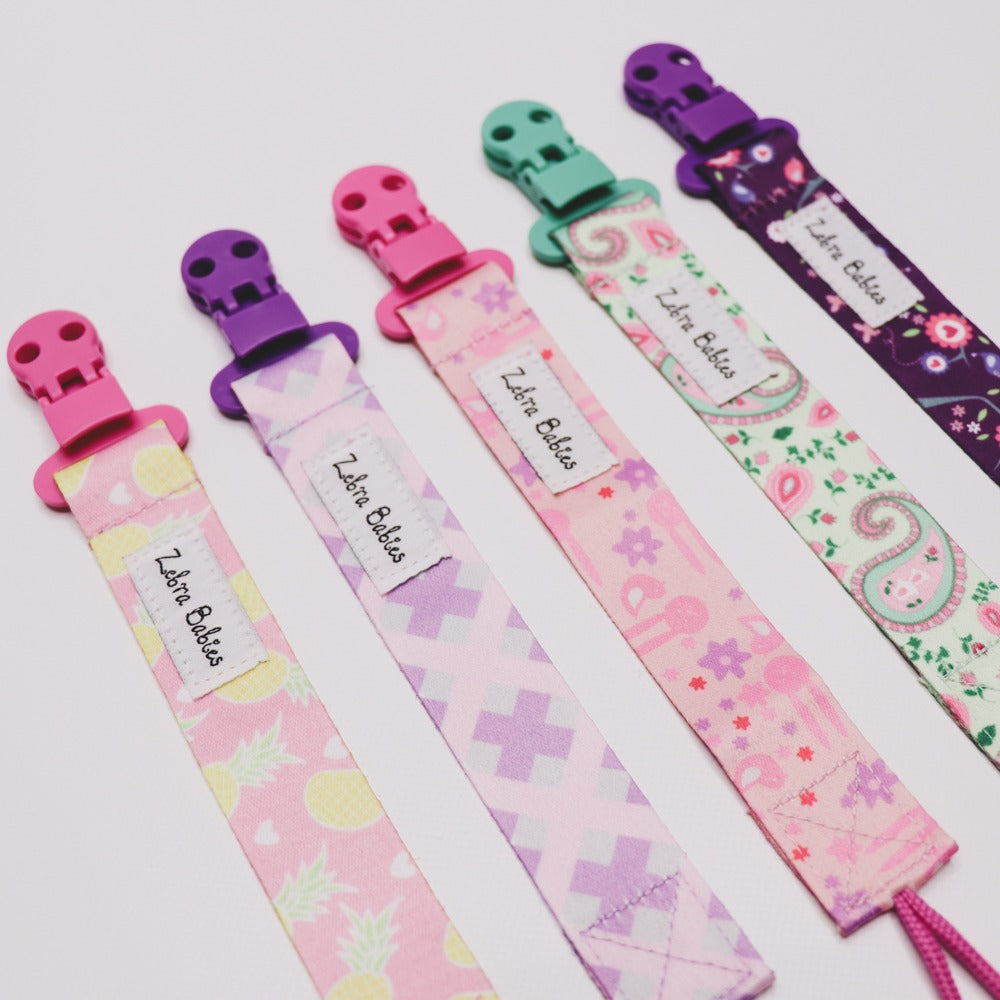 Dummy Clips - Flexi Ribbon Dummy Clips baby dummy chain dummy holder Australia pacifier chain clip holder