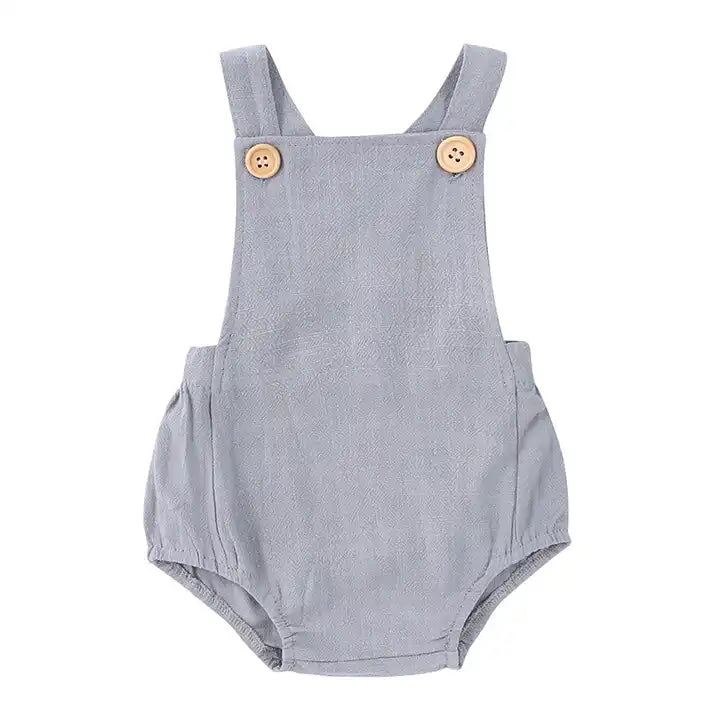 Linen Overall Romper Gray / 3 6 months