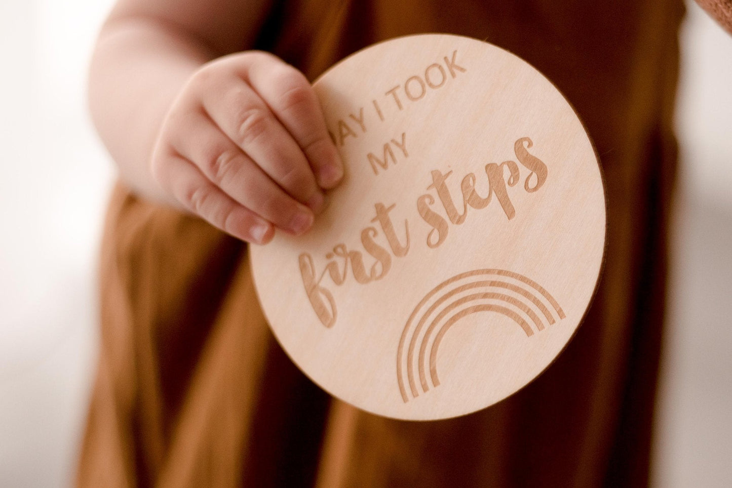 Milestone Discs - I'm New Here to My First wooden wood milestone baby discs