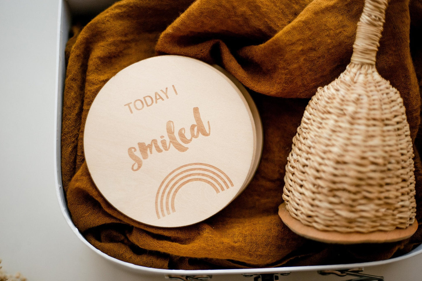 Milestone Discs - I'm New Here to My First wooden wood milestone baby discs