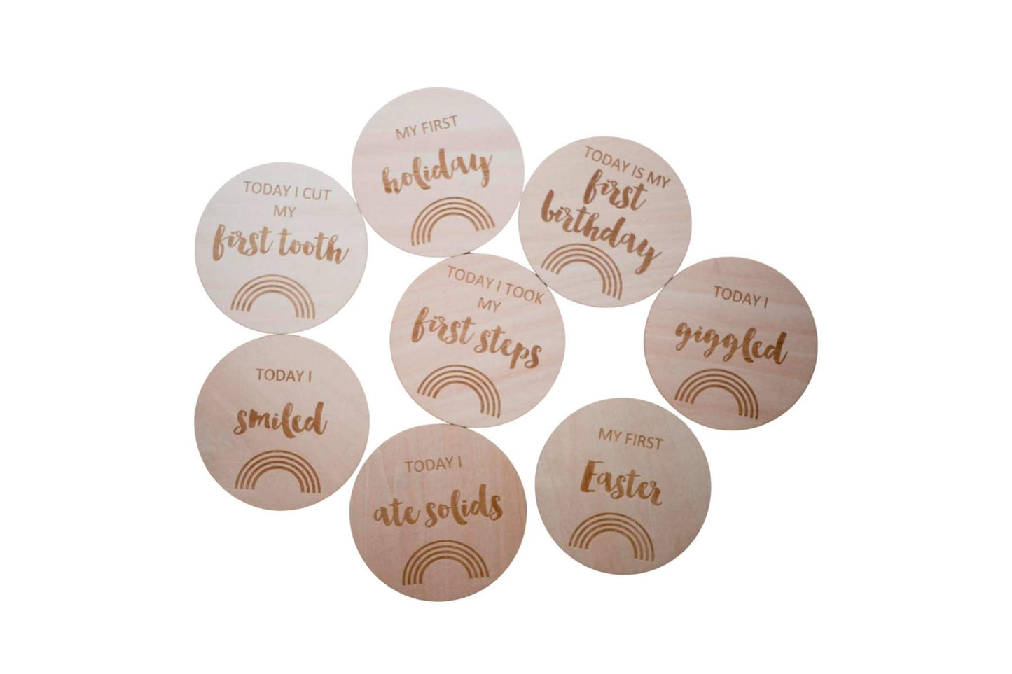 Milestone Discs - I'm New Here to My First wooden wood milestone baby discs