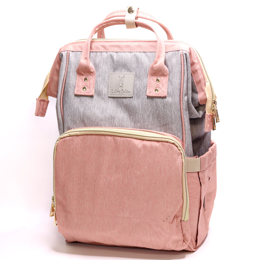 fabric pink grey nappy bag faux leather baby nappy bag backpack Australia Afterpay baby bag nappy bag black grey tan brown