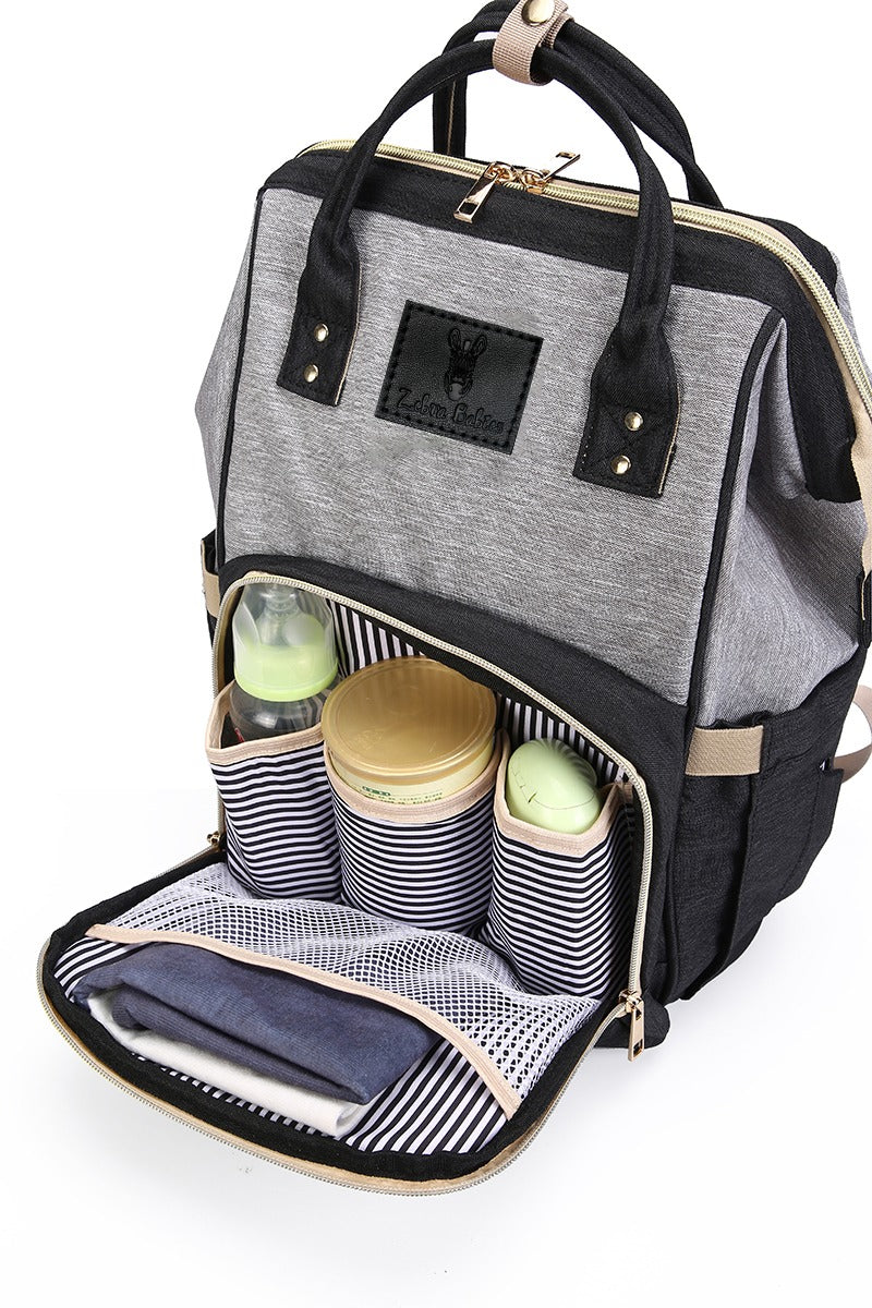 Black and Grey Nappy Bag Backpack Nappy Bag Backpack Grey and Black Australia leather diaper backpack bottle holder afterpay zippay baby essential