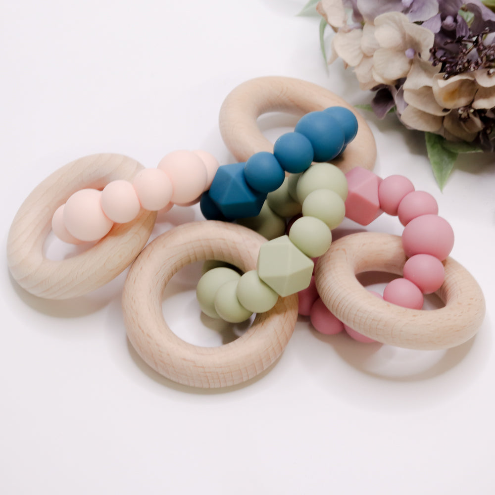 Silicone and Beechwood Teething Ring Classic Teether Toy