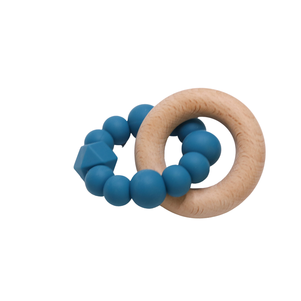 Silicone and Beechwood Teething Ring Classic Teether Toy Ocean Bay