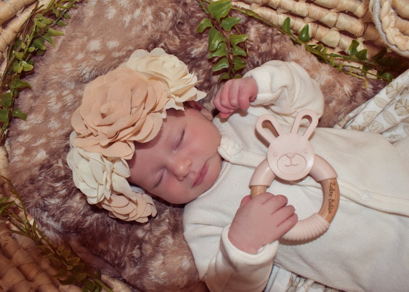Silicone and Wood Bunny Teether Teething Toy