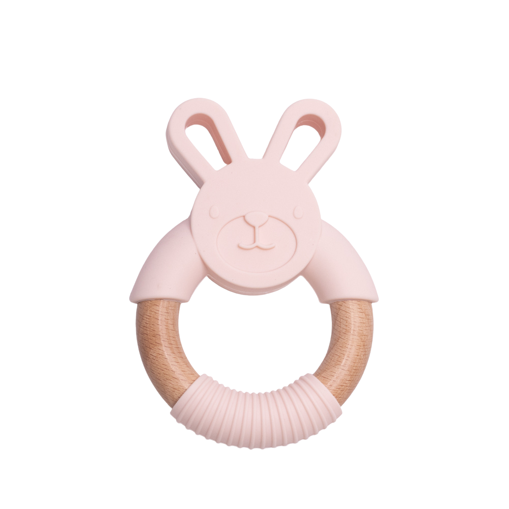 silicone bunny teether rabbit wood bunny rabbit teether teething toy