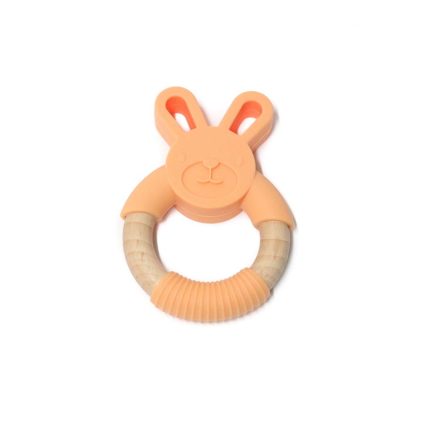Silicone and Wood Bunny Teether Teething Toy