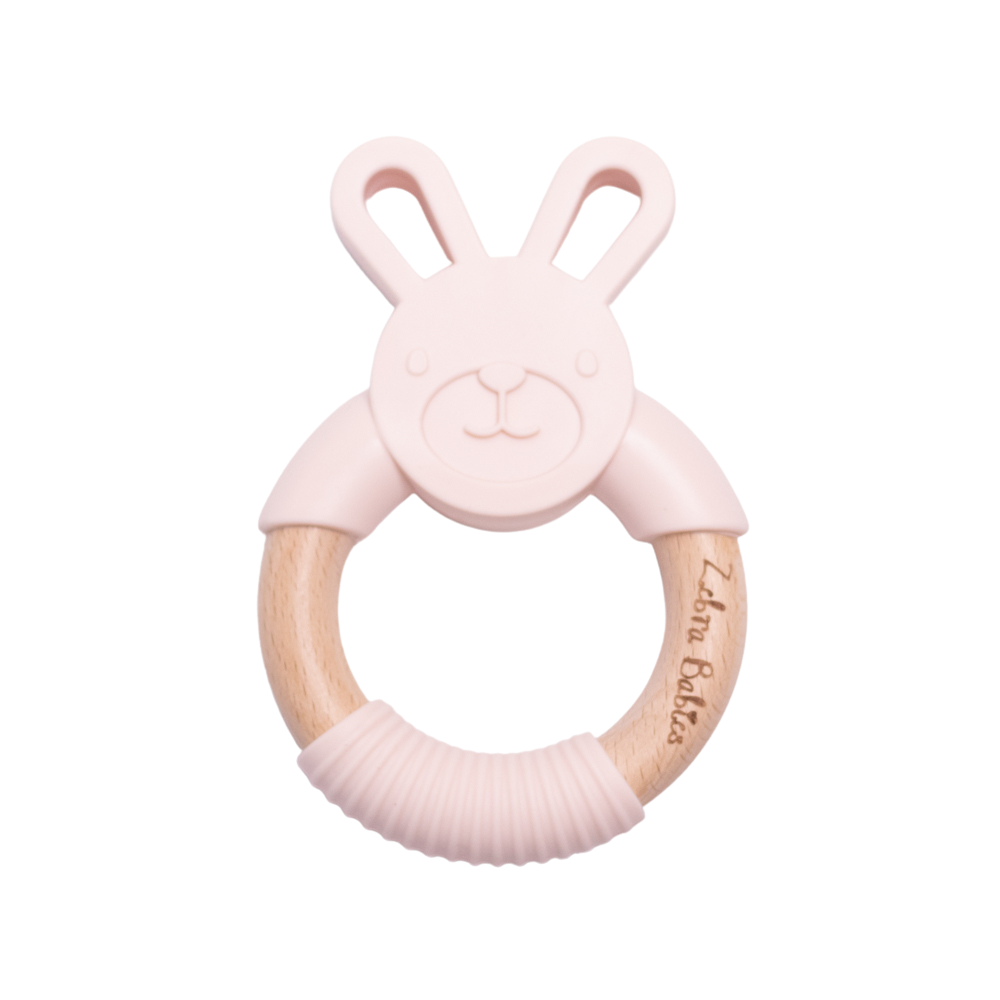 silicone bunny teether rabbit wood bunny rabbit teether teething toy