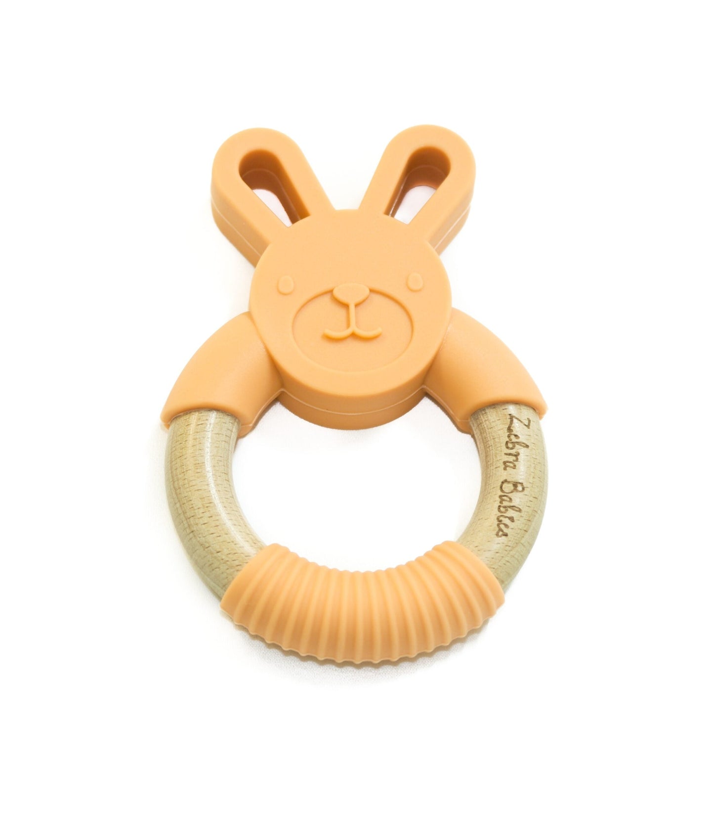 Silicone and Wood Bunny Teether Teething Toy