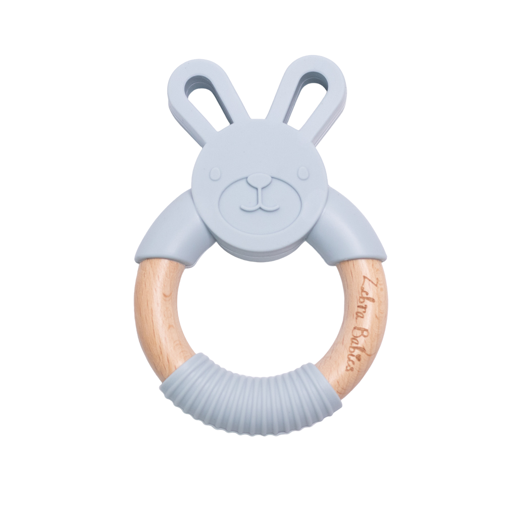 silicone bunny teether rabbit wood bunny rabbit teether teething toy