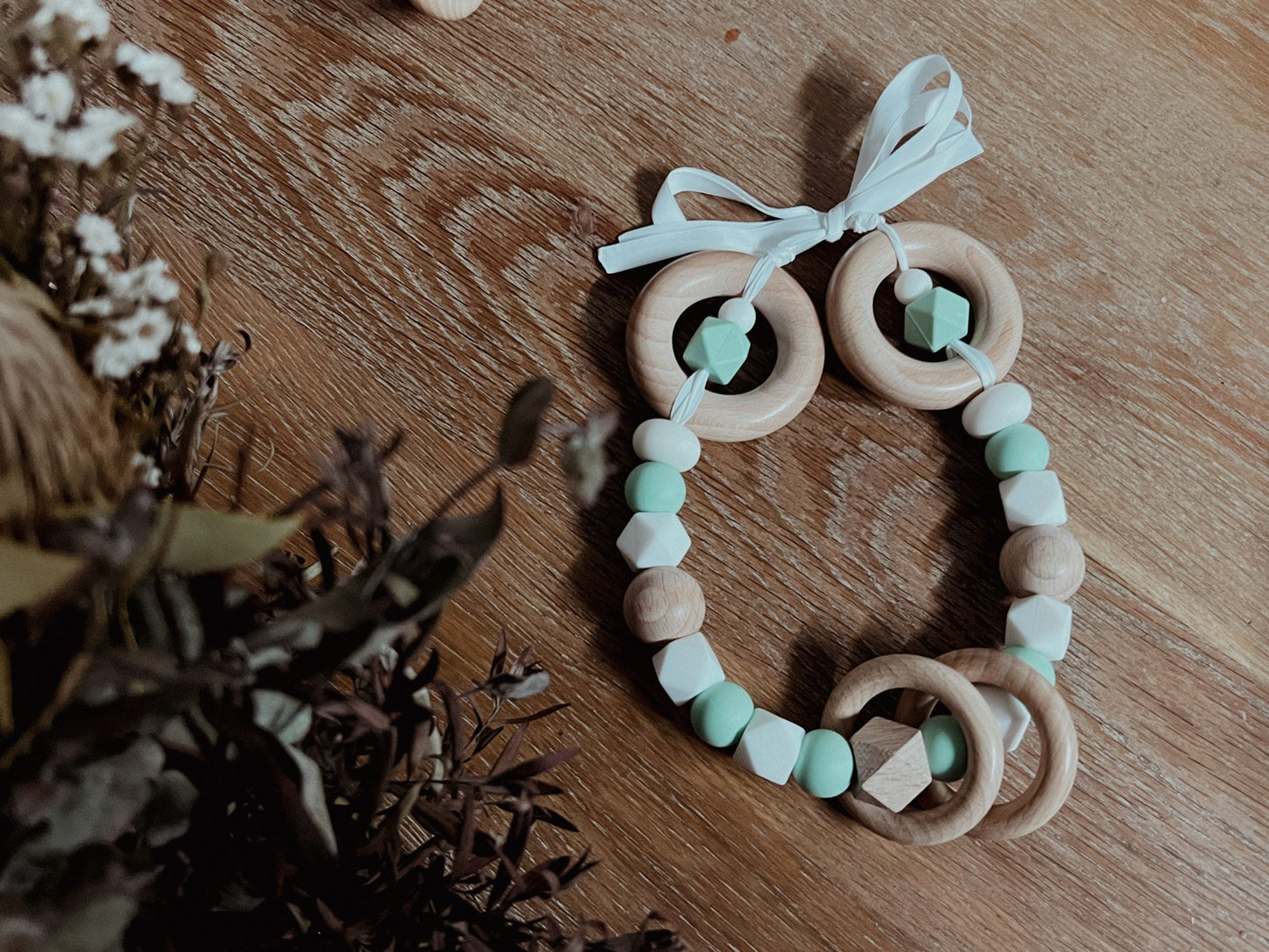 Pram Garland Mint and White baby pram garland pram toy australia