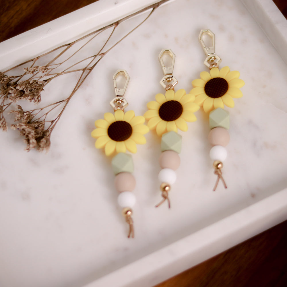 Silicone Bead Keychain - Sunflower & Sage