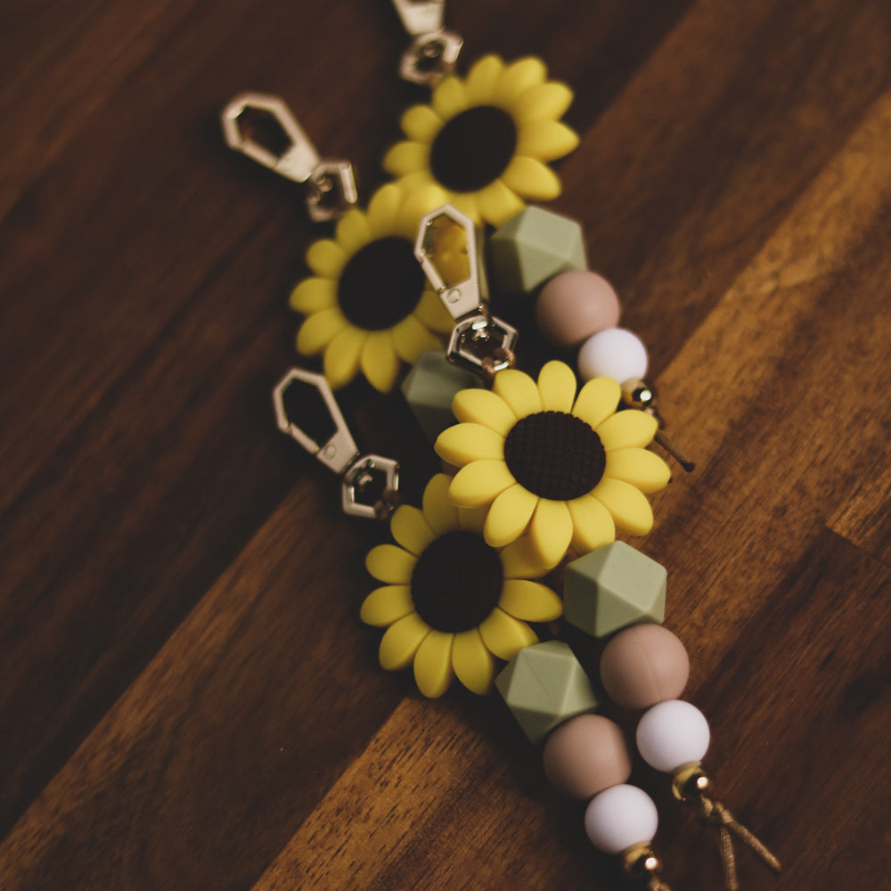 Silicone Bead Keychain - Sunflower & Sage