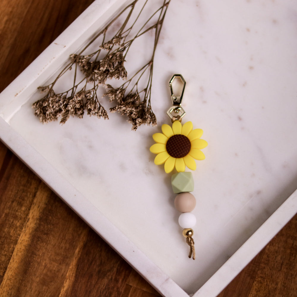 Silicone Bead Keychain - Sunflower & Sage