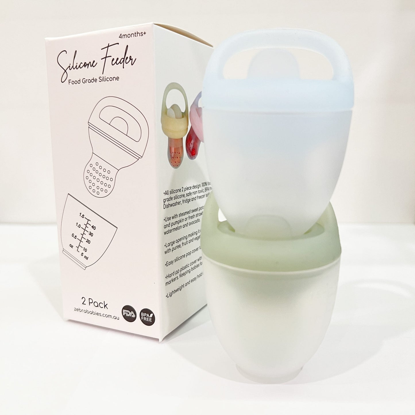 Silicone feeder 2 pack baby silicone feeding pacifier pink blue fruit feeder