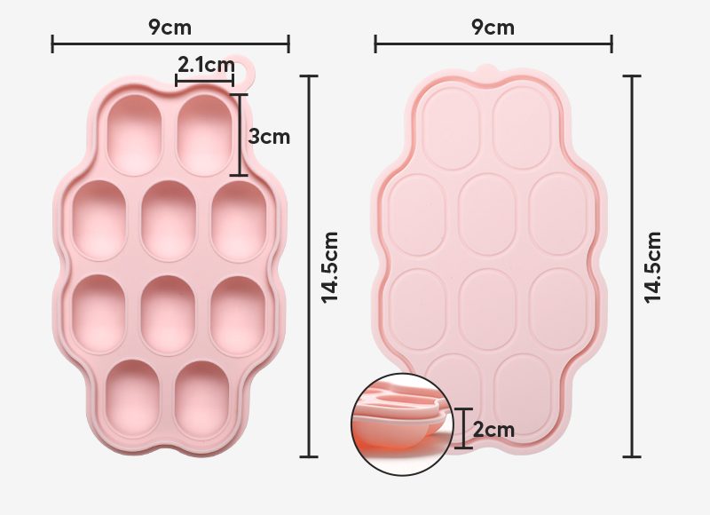 Silicone Frozen Food Tray - 10 Compartments Preparing food for you little ones made easy with our silicone food trays. These 10 compartment moulds make the perfect portion. Simply fill the moulds and pop it in the freezer of fridge. Sizing pairs perfectly with our silicone feeders. Made from food grade silicone, easy to clean and dishwasher safe. You can use for food storage or as a nipple tray for your little ones to explore new foods. Perfect for purees or water.