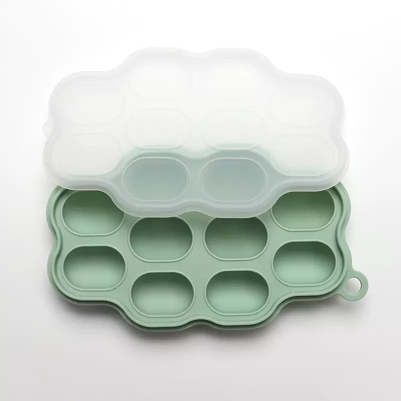 Silicone Frozen Food Tray - 10 Compartments Preparing food for you little ones made easy with our silicone food trays. These 10 compartment moulds make the perfect portion. Simply fill the moulds and pop it in the freezer of fridge. Sizing pairs perfectly with our silicone feeders. Made from food grade silicone, easy to clean and dishwasher safe. You can use for food storage or as a nipple tray for your little ones to explore new foods. Perfect for purees or water.