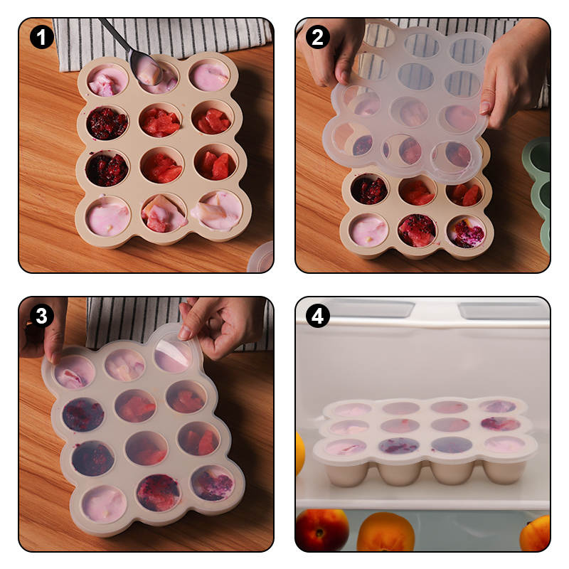 Silicone Feeder Frozen Food Tray - 12 Compartments Preparing food for you little ones made easy with our silicone feeder food trays. These 12 compartment moulds make the perfect portion. Simply fill the moulds and pop it in the freezer of fridge