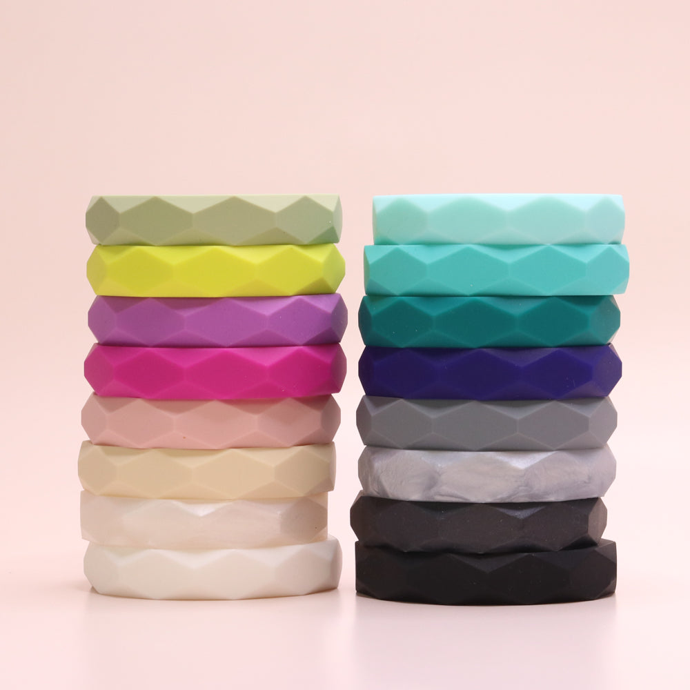 Silicone Geo Teething Bangle Ocean Green
