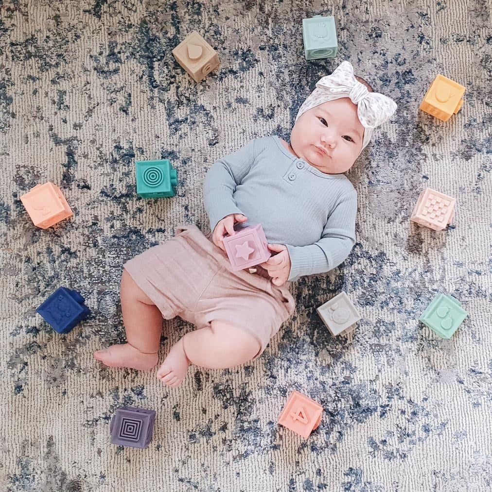 Silicone Stacking Blocks Soft Building Blocks Set of 12 Muted Tones