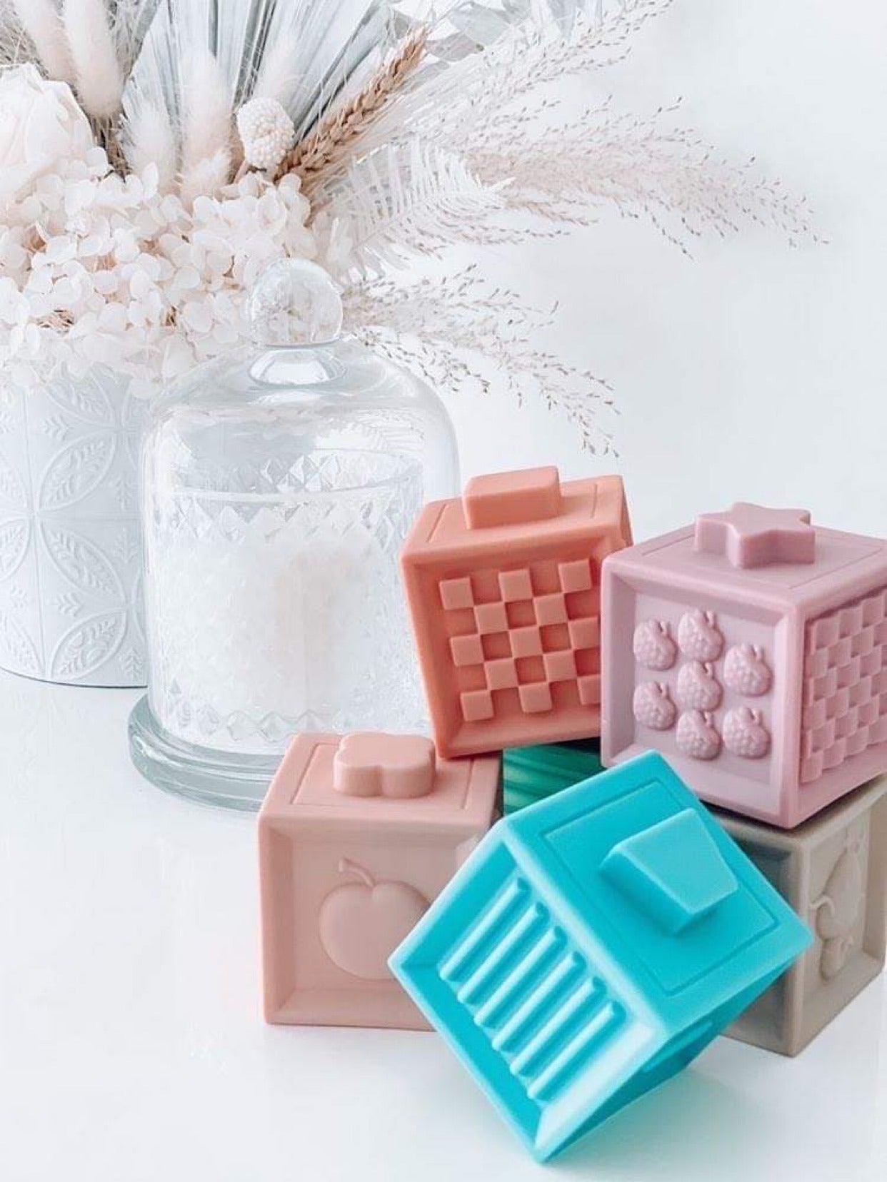Silicone Stacking Blocks Soft Building Blocks Set of 12 Muted Tones