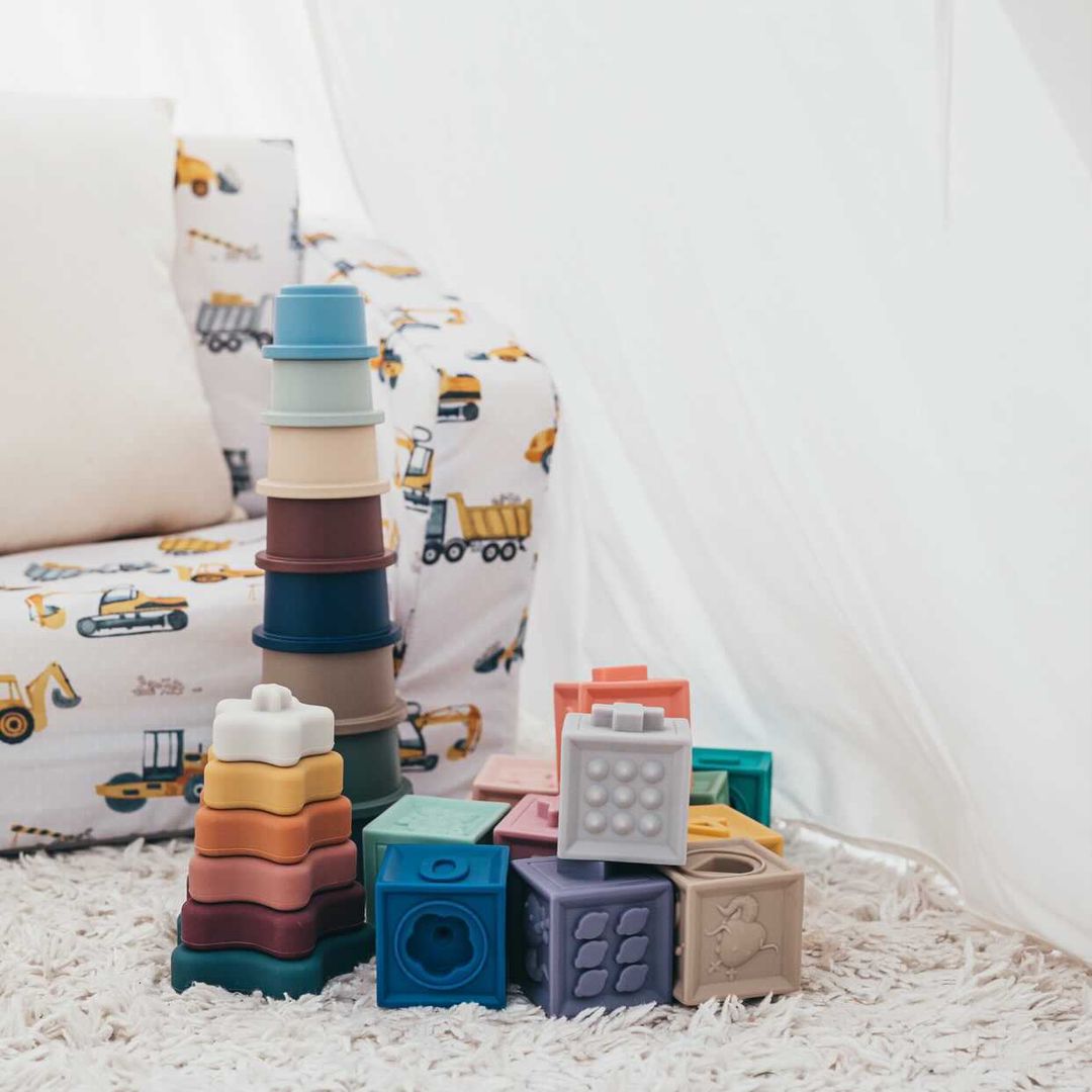 Silicone Stacking Blocks Soft Building Blocks Set of 12 Muted Tones