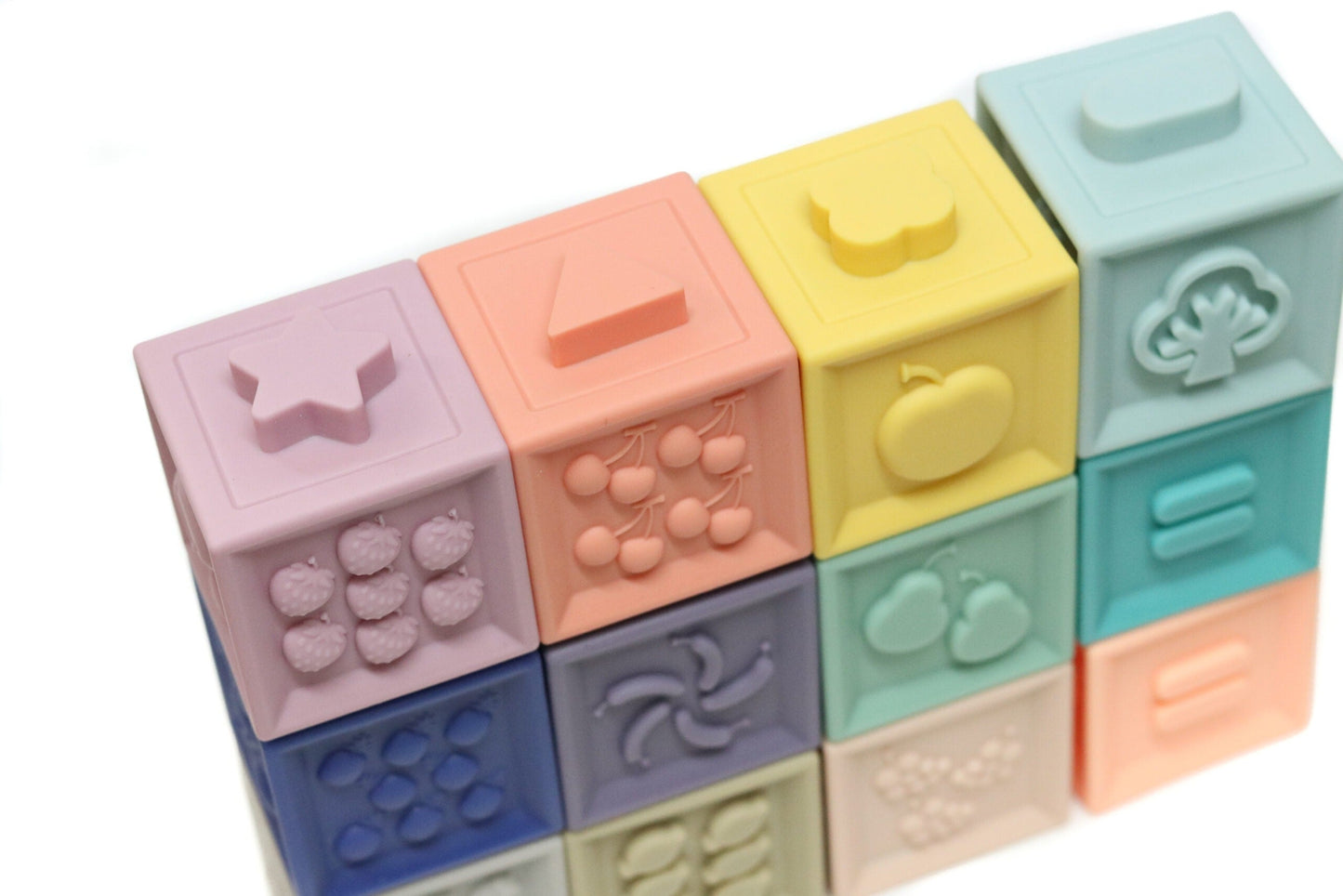 Silicone Stacking Blocks Soft Building Blocks Set of 12 Muted Tones