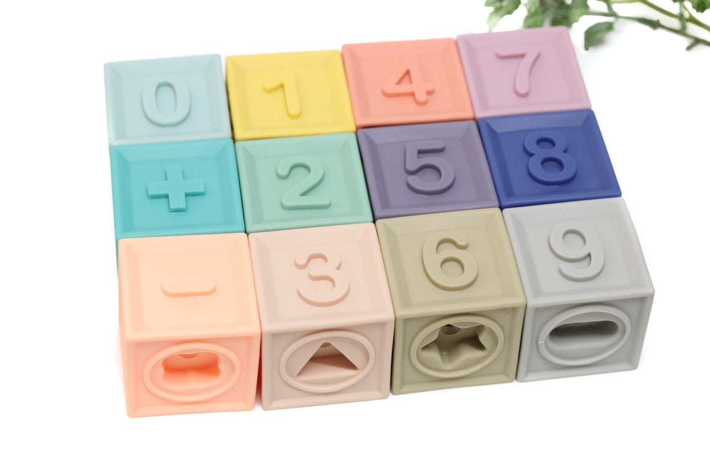 Silicone Stacking Blocks Soft Building Blocks Set of 12 Muted Tones