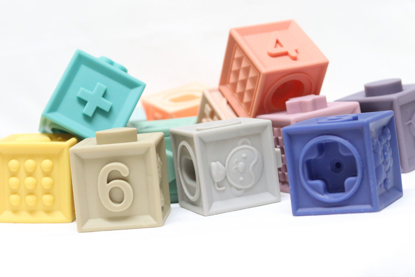 Silicone Stacking Blocks Soft Building Blocks Set of 12 Muted Tones