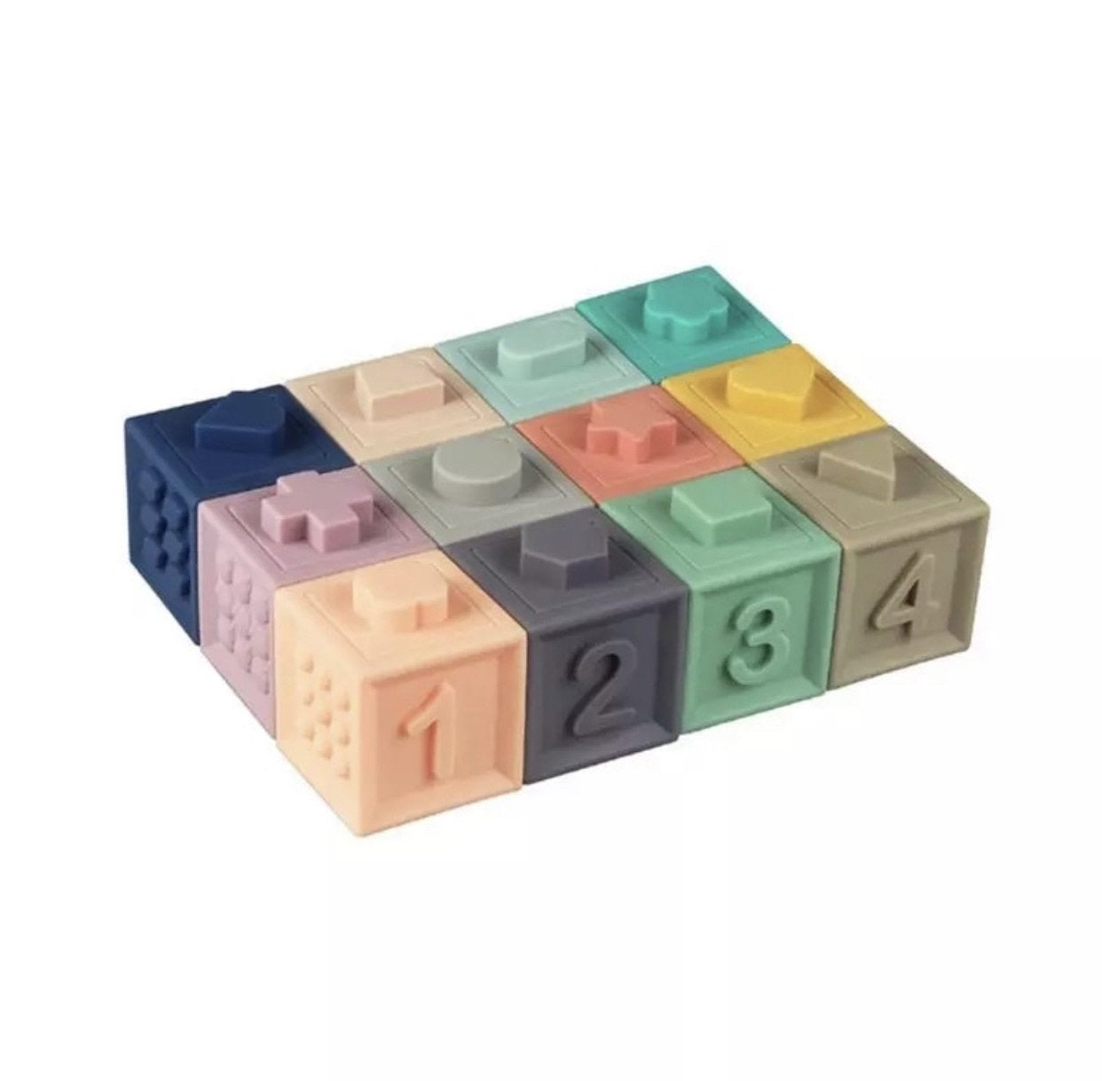 Silicone Stacking Blocks Soft Building Blocks Set of 12 Muted Tones