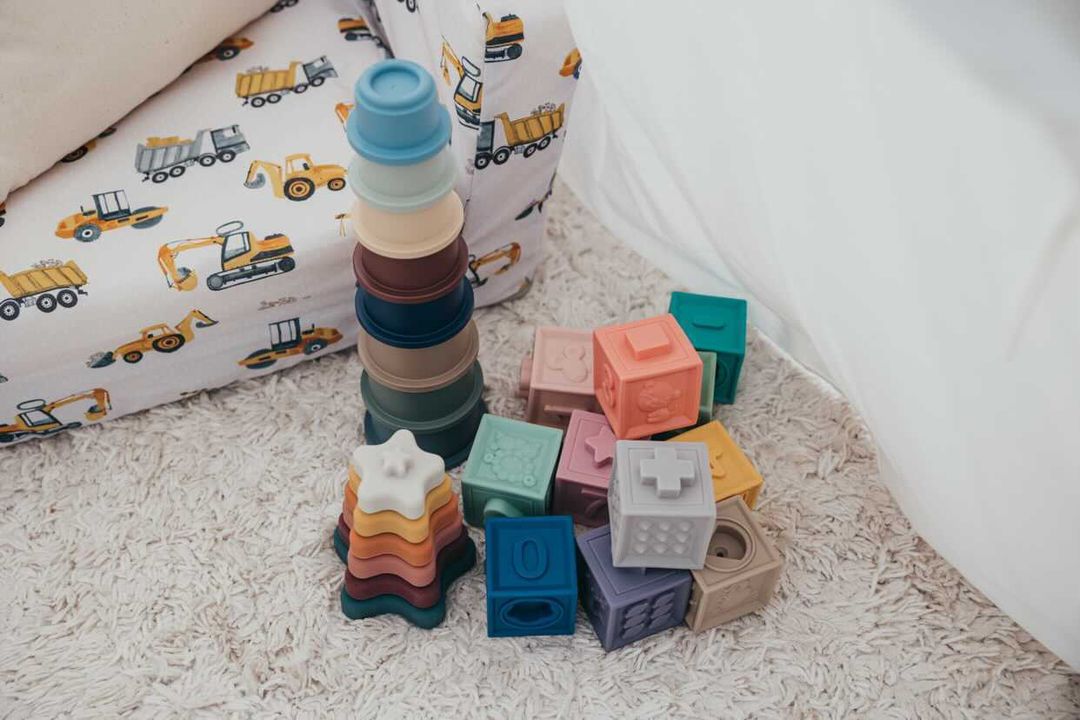 Silicone Stacking Blocks Soft Building Blocks Set of 12 Muted Tones