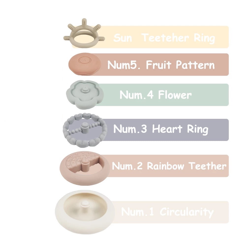 Silicone Stacking Rings Teething Toy Moon