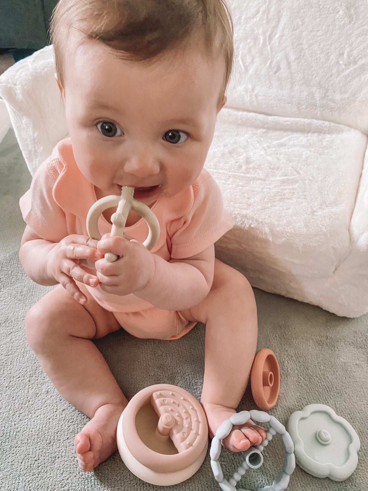 Silicone stacking Teething Rings teething toy - Moon silicone stacking rings - toy and teether in one. 6 gorgeous rings thats stack perfectly, each piece locks int