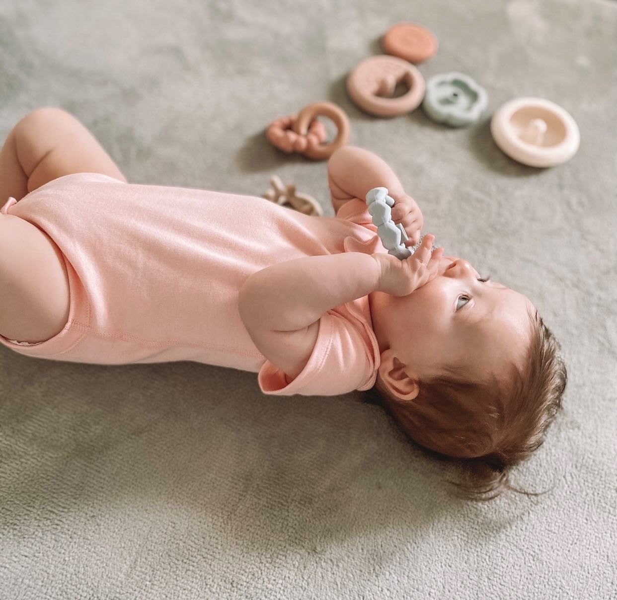 Silicone stacking Teething Rings teething toy - Moon silicone stacking rings - toy and teether in one. 6 gorgeous rings thats stack perfectly, each piece locks int