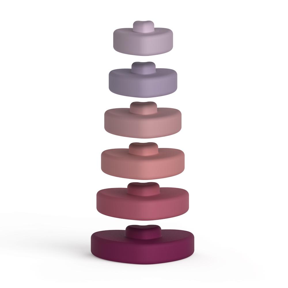 Silicone stacking tower teething toy - Heart star stacking shape toy