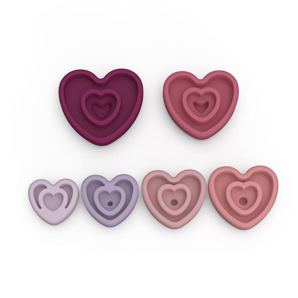 Silicone stacking tower teething toy - Heart star stacking shape toy