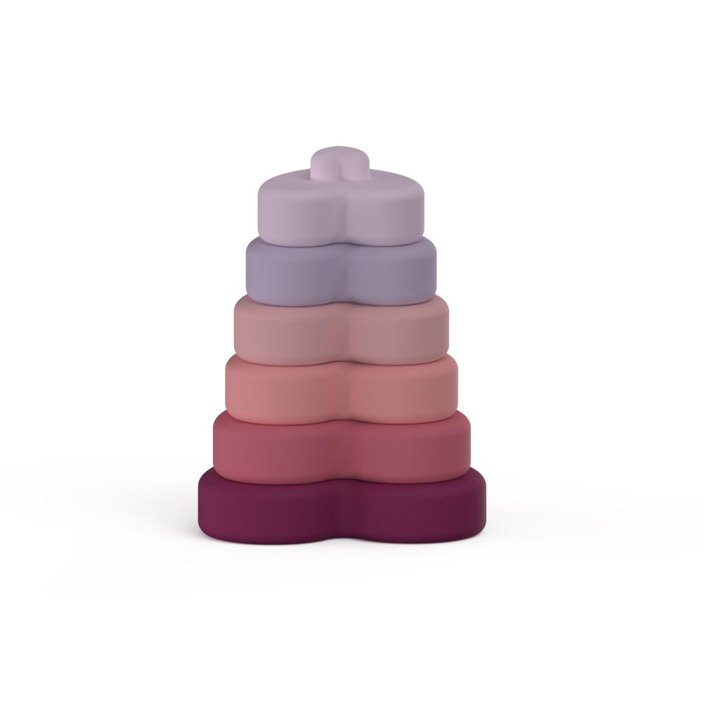 Silicone stacking tower teething toy - Heart star stacking shape toy