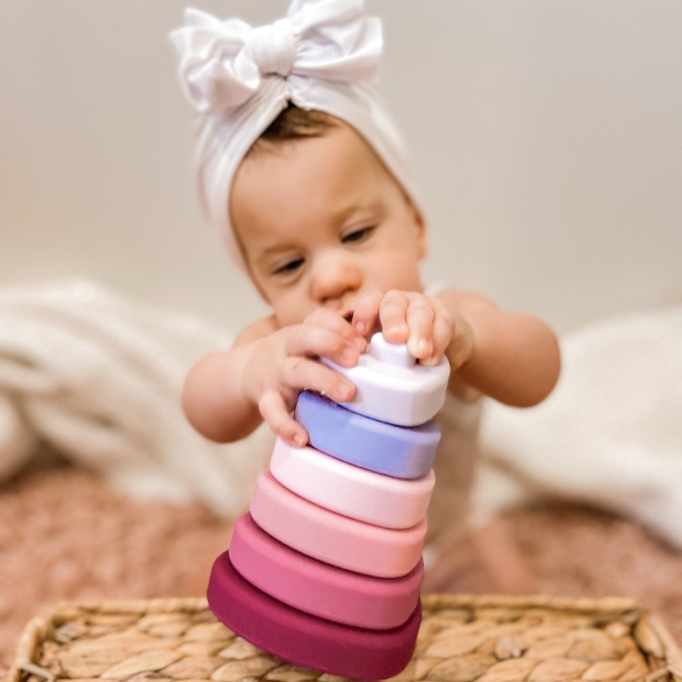 Silicone stacking tower teething toy Heart