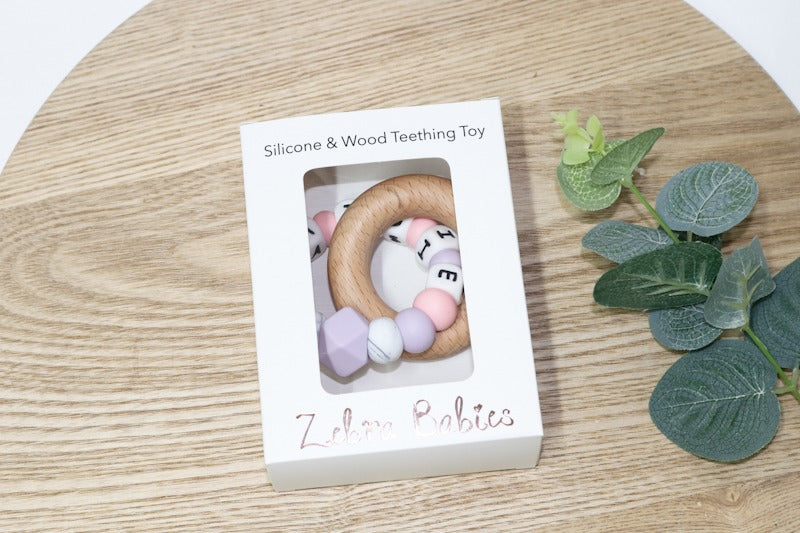 Silicone Wood Teether Personalised teething ring