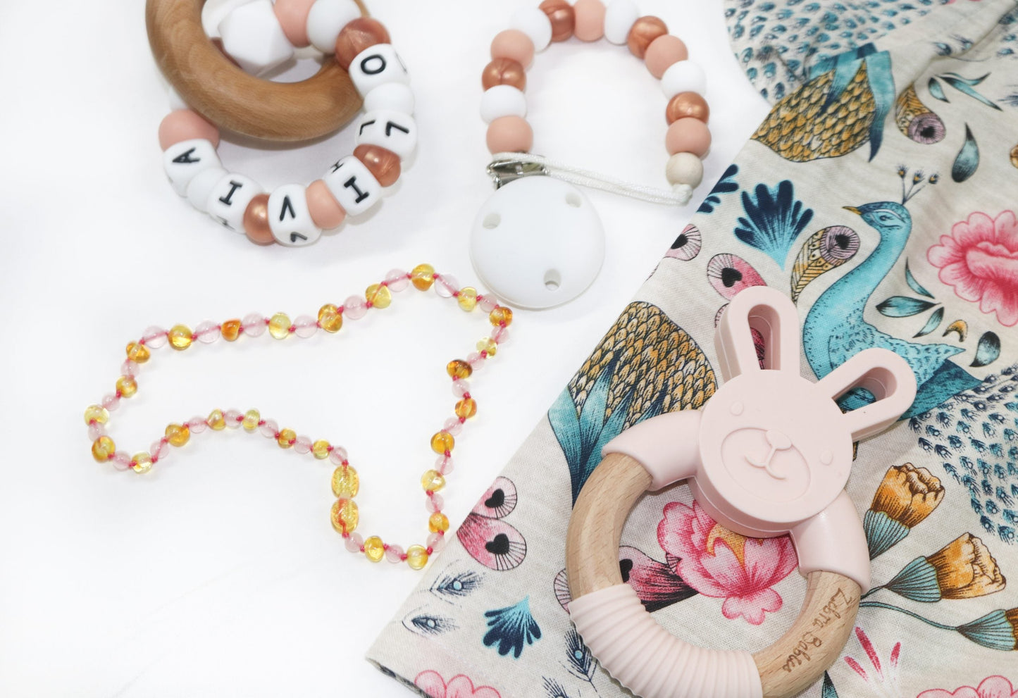 Silicone Wood Teether Personalised teething ring