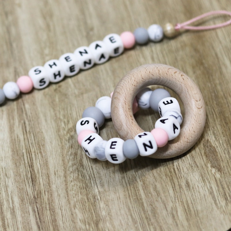 Silicone Wood Teether Personalised teething ring