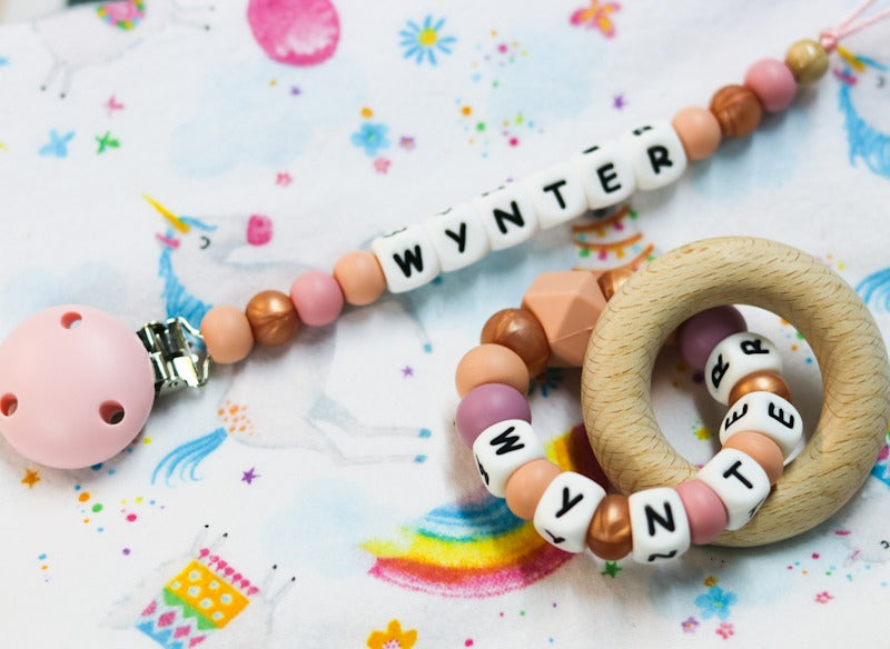 Silicone Wood Teether Personalised teething ring