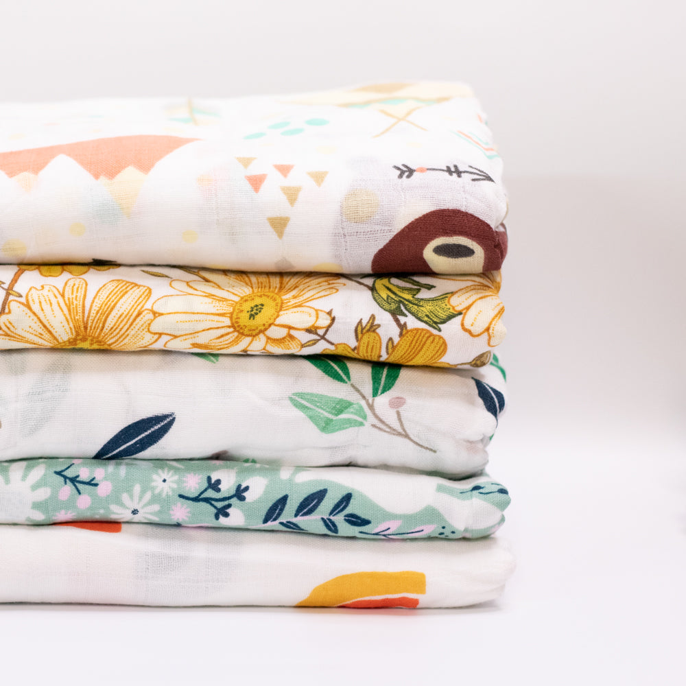 Swaddle blanket Swaddle Baby Blankets Bamboo Cotton 120cm x 120cm Soft to touch and gentle against the skin, our muslin cotton blankets are ideal for swaddling, use as a pram cover, nursing cover, burp cloth or play mat. Measuring 120cm x 120cm and made from organic bamboo cotton muslin, these swaddles are breathable and their generous size makes swaddling easy.