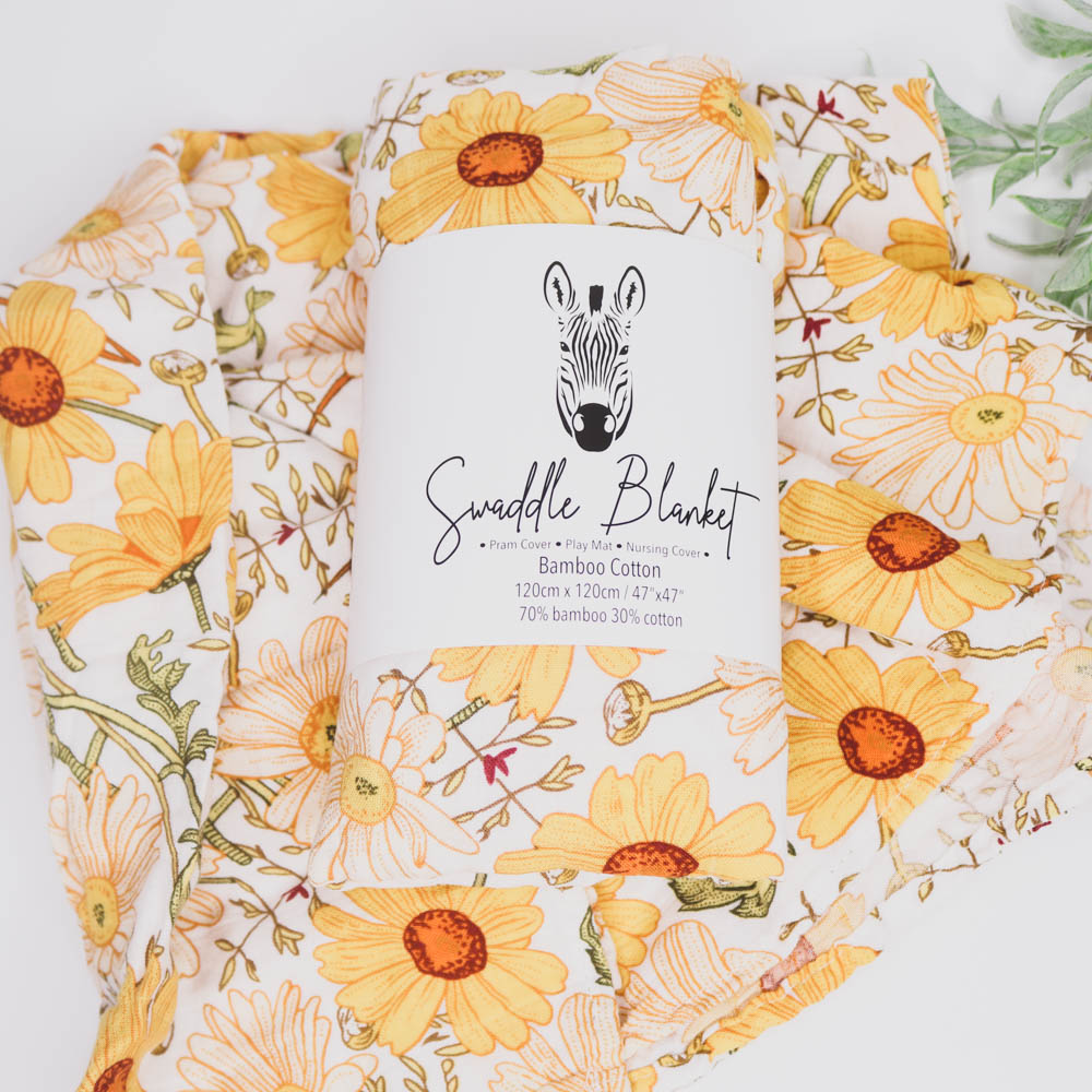 Swaddle Blankets Bamboo Cotton - Daisy