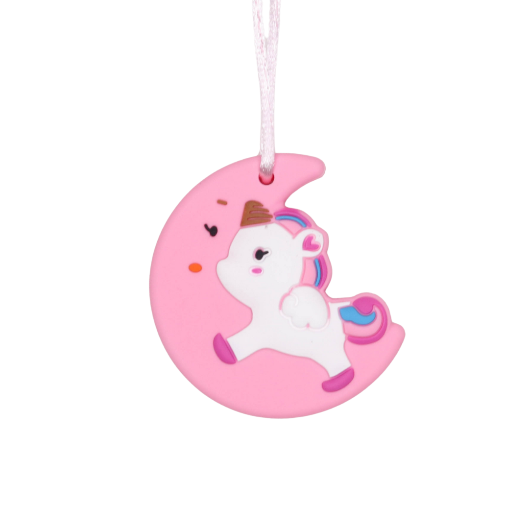 Unicorn Moon Pendant Silicone Sensory Necklace Pink