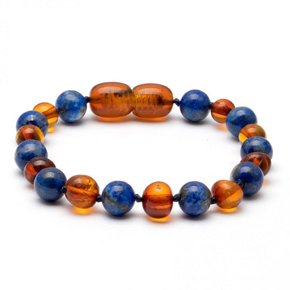 Amber Bracelet Cognac & Lapis Lazuli | Baby 14cm